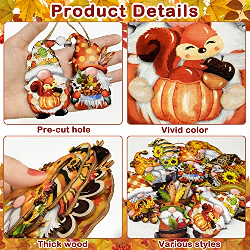 Fall Thanksgiving Gnomes Wooden Hanging Ornaments