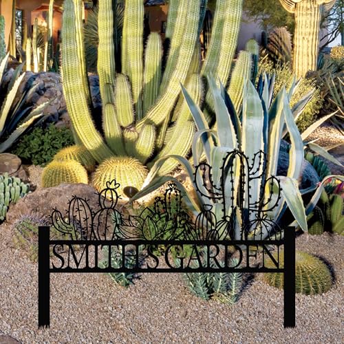 Personalized Cactus Metal Garden Sign