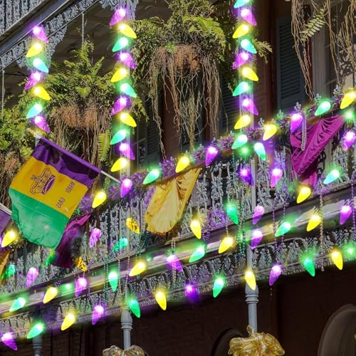 Outdoor Solar Christmas Lights C6 Strawberry String Lights Mardi Gras String Lights