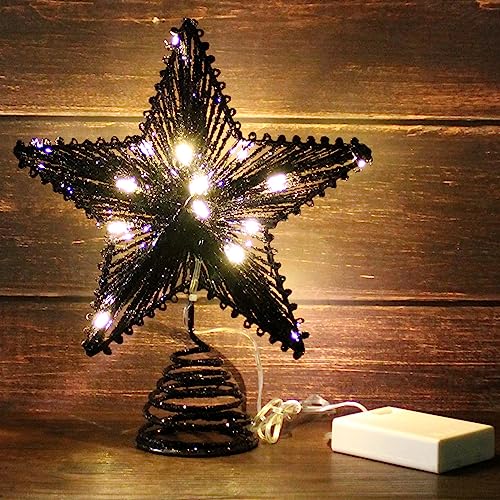 Tree Top Star with Warm White LED Lights and Timer for Christmas Ornaments and Holiday Seasonal Décor