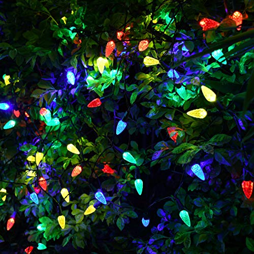 Solar Christmas Lights Outdoor C6 Strawberry String Lights (21 Foot)