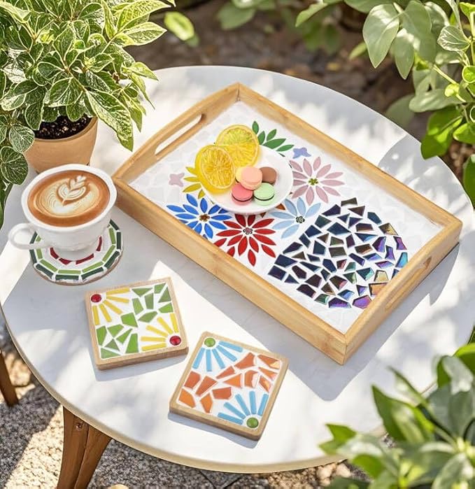 Youway Style Iridescent Glass Mosaic Tiles for Crafts Bulk,200g Black Stained Glass Mosaic Supplies,Broken Mosaic Pieces for Garden Kit Crafts,DIY Mosaic Art Decor