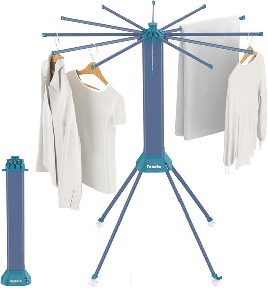 Clothes Drying Rack Foldable & Collapsible Drying Racks with 4-Leg Octopus Design, Large Capacity Space Saving Indoor Drying Rack for Bedroom,Balcony,Laundry for Indoor/Outdoor Use(Grey & Green) - NestledHome
