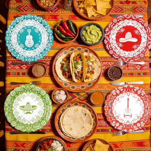 48PCS Fiesta Mexican Paper Plates (48 Count)