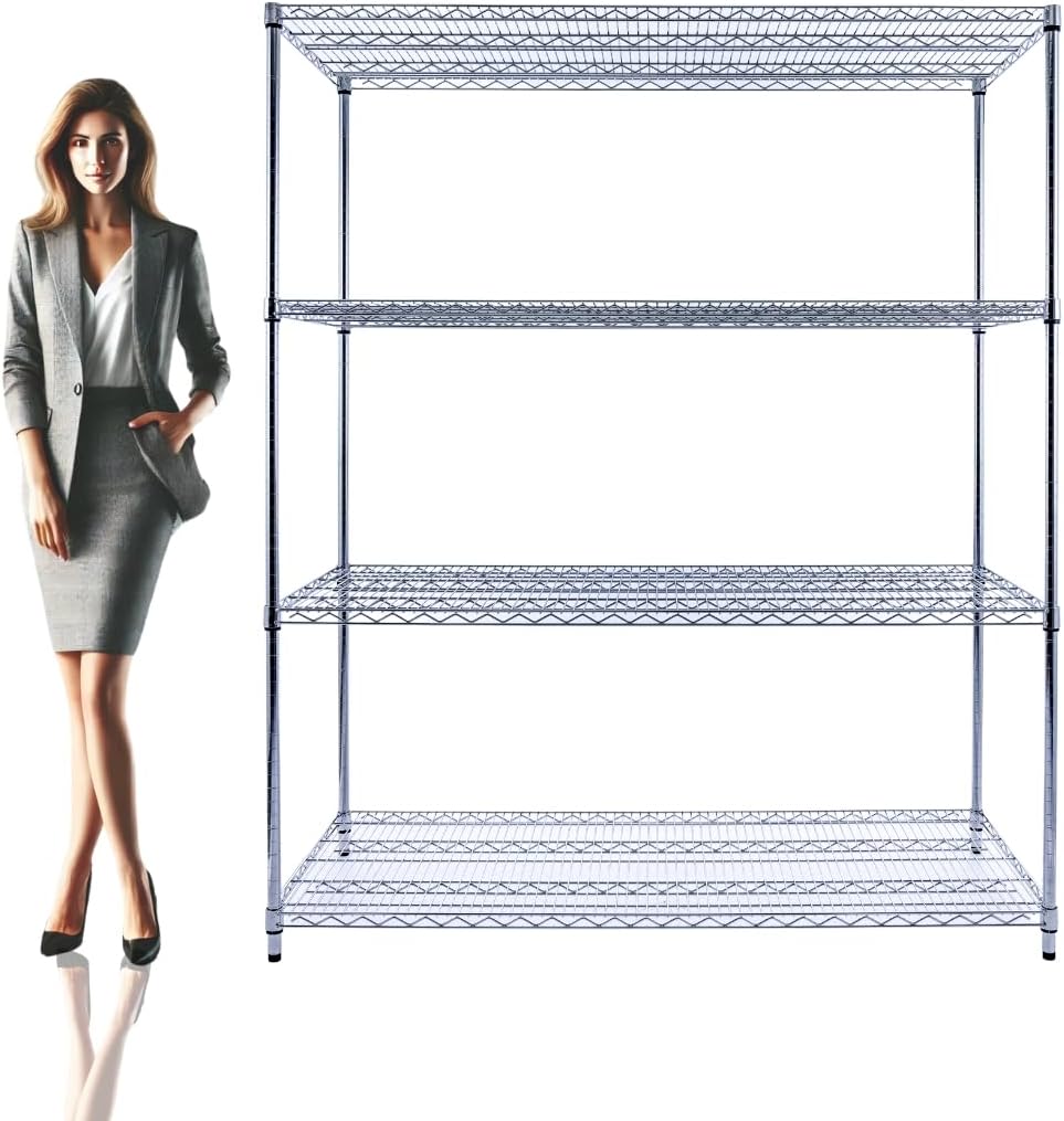 60"x24"x72" PREMIUM METAL STEEL 4-Tier Wire Shelving NSF 3200 LBS MAX Capacity Heavy Duty Storage Rack for Hospitals, Schools, Commercial Spaces, and Garages w/PREMIUM Wheels - NestledHome