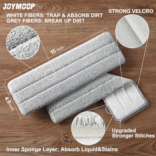 Reusable Microfiber Mop Pads for 15" Flat Mop (4 Count)