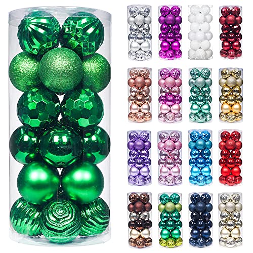 60mm 2.36" Christmas Ball Ornaments Shatterproof Christmas Ornaments Set Decorations for Xmas Tree Balls (34 Count)