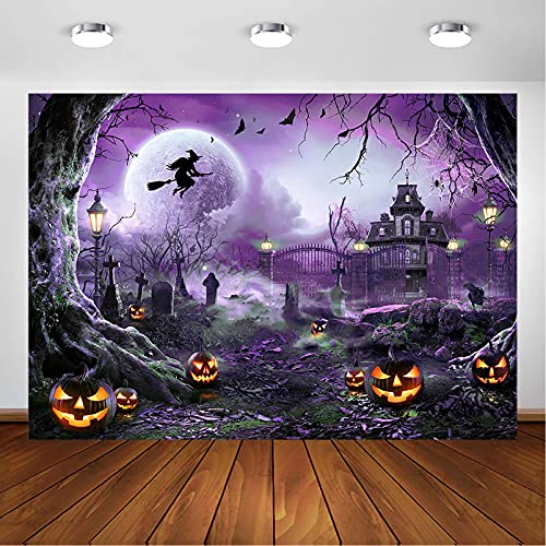 7x5ft Purple Halloween Backdrop Spooky Photography Background
