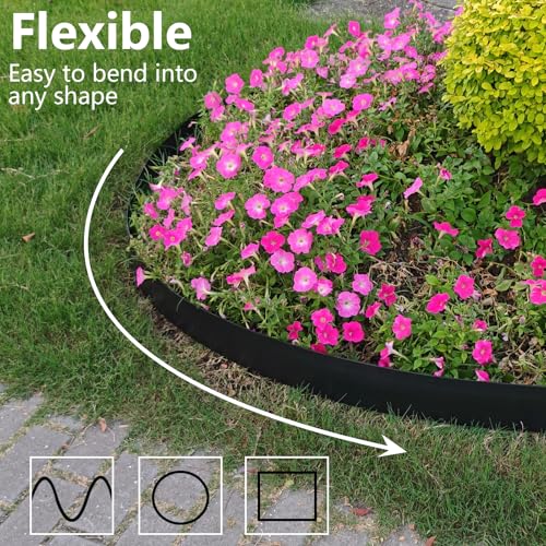Landscape Edging 4 Inch Tall 80FT with 100Pcs Metal Spikes