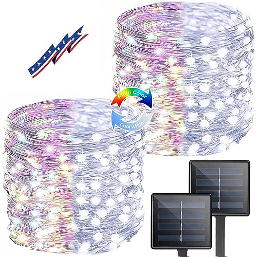 Solar Christmas String Lights Outdoor 2Pack 200LED (2 Count)