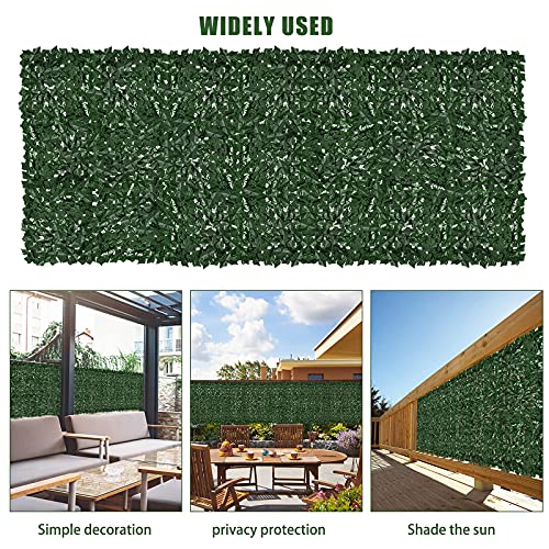 Faux Ivy Fence Privacy Screen Outdoor Expandable Artificial Greenery Roll Fake Hedge Wall Patio Green Plastic Leaf Plant Vine Grass Panels Gate Covering Garden Yard Balcony (43.07 Sq Ft)