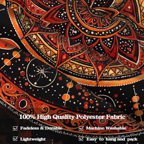 Mandala Moon and Stars Tapestry Boho Tapestry for Bedroom Black and Orange Tapestries Wall Hanging Living Room Wall Art and Home Decor 60x80