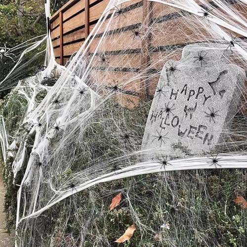 600 sqft Spider Web Halloween Decorations With 20 Fake Spiders