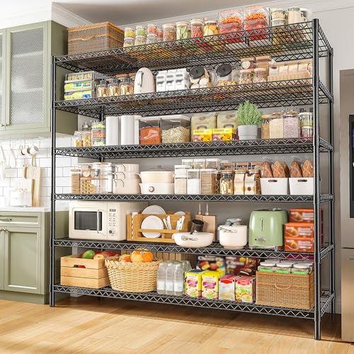 83"H Storage Shelves 3840LBS Metal Shelving Unit Garage Shelving Heavy Duty 6 Tier Commercial Adjustable Wire Shelving for Storage Rack for Pantry (2 Count)