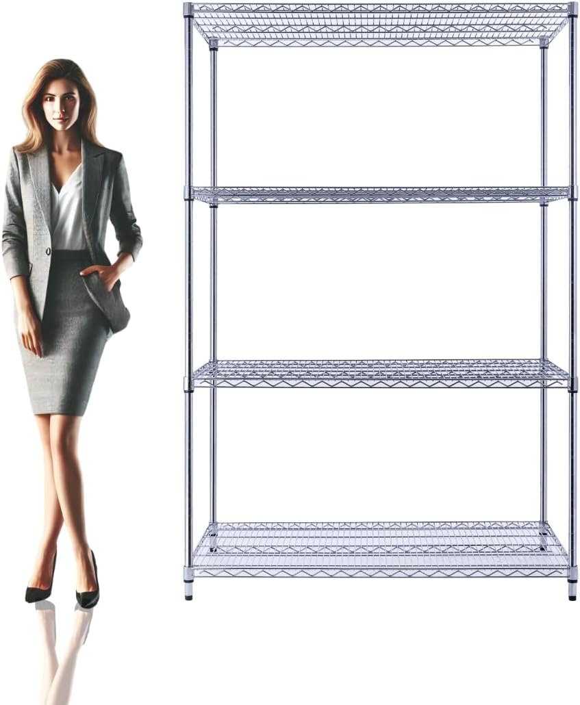 48"x24"x72" Chrome Premium Metal Steel Wire Shelving 4-Tier NSF 3200 LBS MAX Capacity Heavy Duty Storage Rack for Garages, Commercial Spaces, Hospitals, & Schools w/Premium Wheels - NestledHome