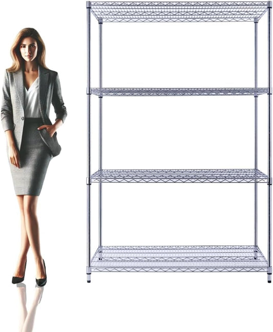 48"x24"x72" Chrome Premium Metal Steel Wire Shelving 4-Tier NSF 3200 LBS MAX Capacity Heavy Duty Storage Rack for Garages, Commercial Spaces, Hospitals, & Schools w/Premium Wheels - NestledHome