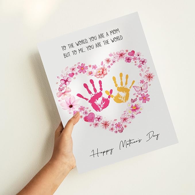 MIKAYENUS Happy Mother's Day Handprint Craft & Art Activity - DIY Handprint Gifts For Grandparents, Mom From Kid, Son, Daughter - First Mothers Day Gifts For Mom From Kids Arts And Crafts