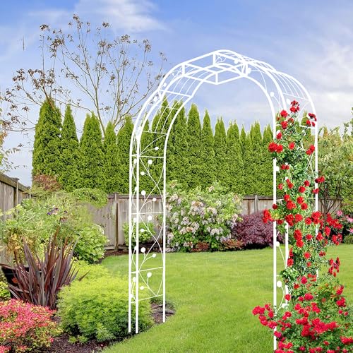 Metal Garden Arch 98.4" H Garden Arbor Trellis for Outdoor Climbing Plants Support Rose Lawn Tall Super Large Event Arch