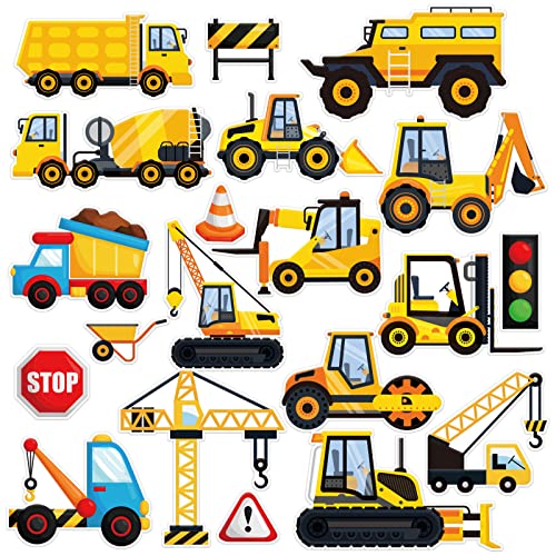 20 PCS Construction Thick Window Gel Clings for Kids Toddlers (20 Count)