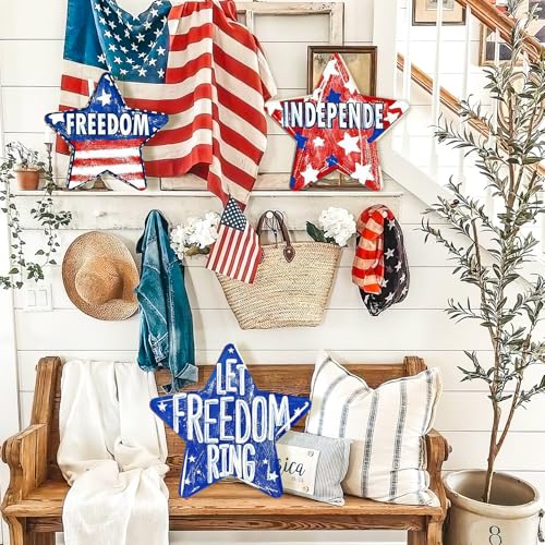 Large Size Wooden Star 4th of July Ornaments to Paint (6 Count)