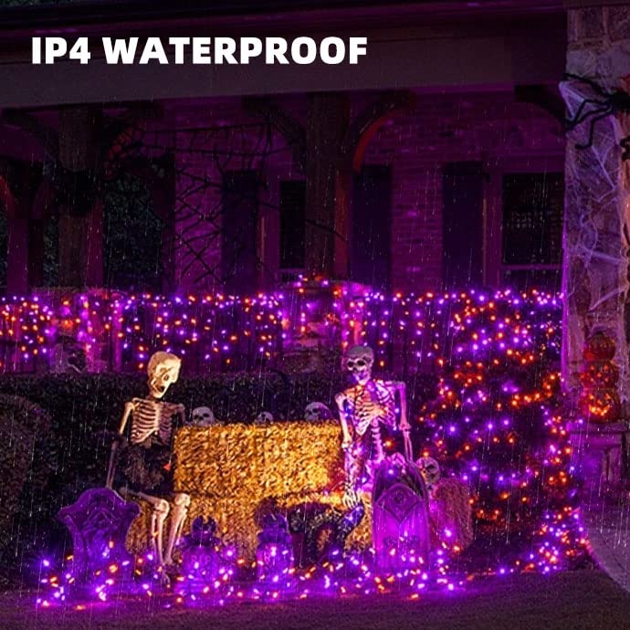 Purple and Orange Solar Halloween Lights Outdoor (2 Count)