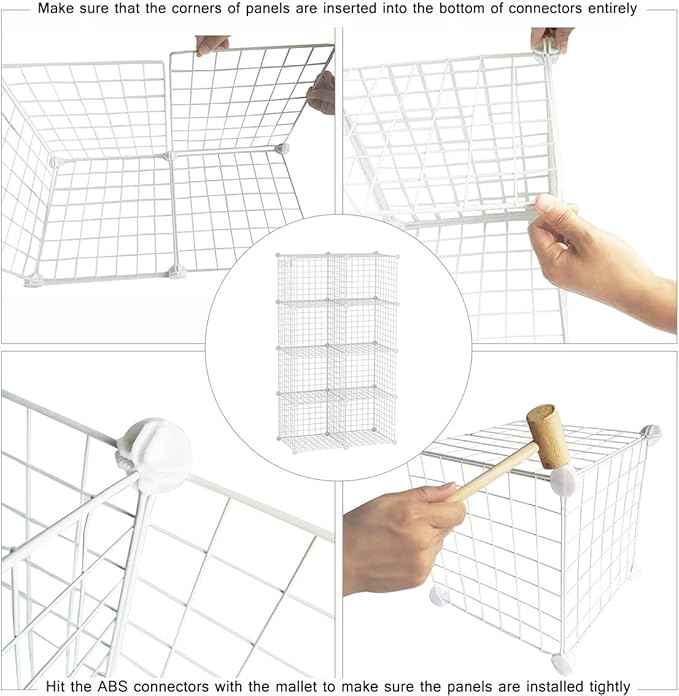 C&AHOME Wire Cube Storage, 8-Cube Organizer Metal C Grids Storage, Storage Bins Shelving, Modular Shelves, DIY Closet Cabinet Ideal for Living Room, Home, Office 24.8" L x 12.4" W x 48.4" H White
