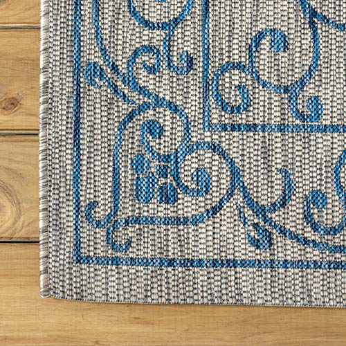 Vintage Filigree Indoor Outdoor Runner Rug 2X8 Gray