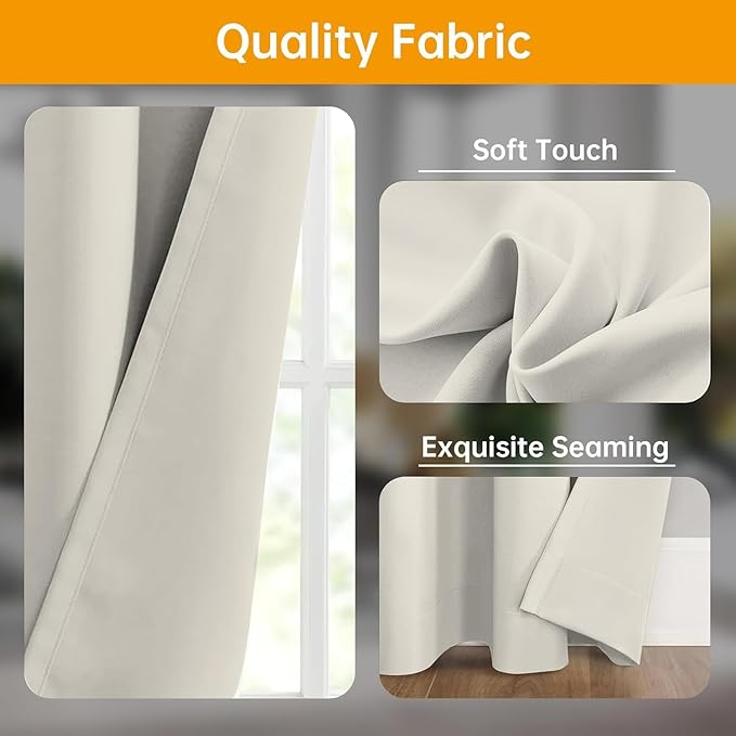 Room Divider Curtains Blackout Floor to Ceiling Curtain with Hook Wall Mount Sliding Door Curtains Ceiling Mount Extra Wide Curtain Wall Divider for Room Separation (Beige, W150 x H108 Inch)
