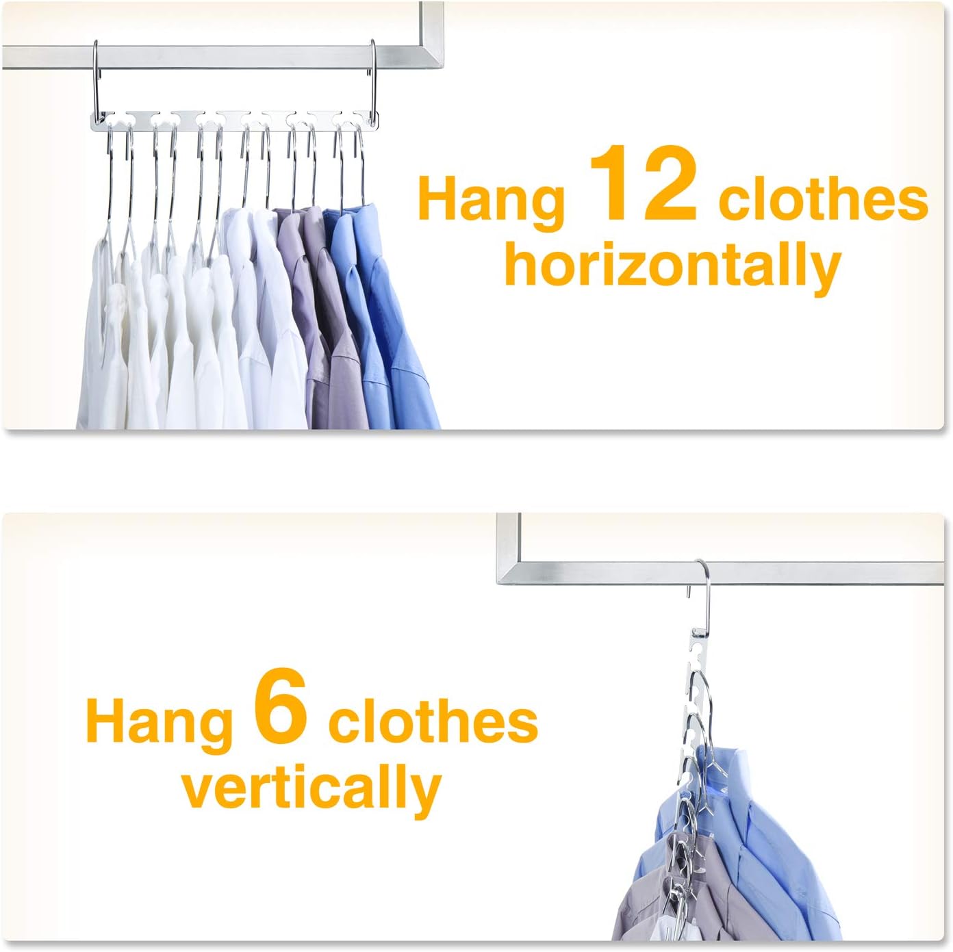 HOUSE DAY Space Saving Hangers for Clothes 12 Pack, Heavy Duty Hanger Organizer 30 Lbs Capacity, Metal Magic Hanger, Sturdy Multi Hangers, Closet Space Saver Closet Organizers and Storage - NestledHome