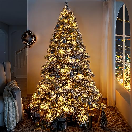 7.5ft Artificial Prelit Snow Flocked Christmas Tree