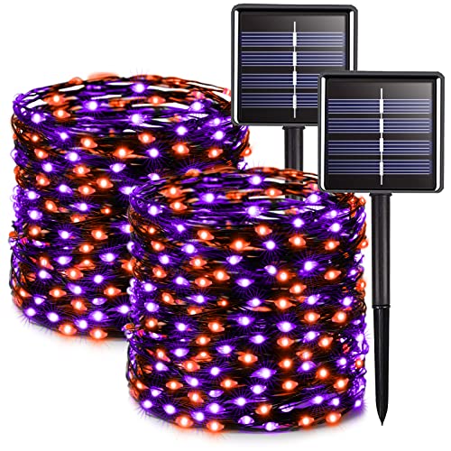 Solar Halloween Lights Orange and Purple (66 Foot)