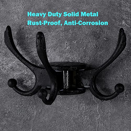 Heavy Duty Swivel Coat Hook Space Saving Towel Rope Hook Wall Mount Triple Swing Arms for RV Bathroom Kitchen Garage