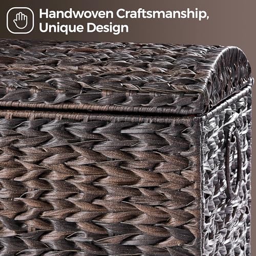 178L Handwoven Wicker Storage Basket with Lid