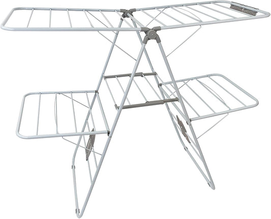 Large Capacity Double Drying Rack, Folding Rustproof Drying Rack with Non-Slip Clips and Drainage Shoe Rack, Height Adjustable, Airy and Quick Drying, Suitable for Balcony and Outdoor Use - NestledHome