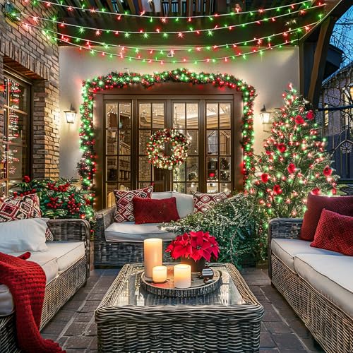 100 LED Connectable Red and Green Christmas Lights with 8 Modes (33 Foot)