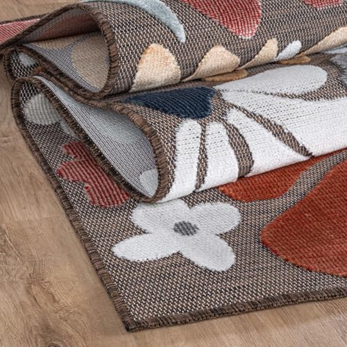 Outdoor Rug 9x12 Large Modern Floral Tropical Area Rugs for Outdoor and Indoor Patio Easy to Clean Non Shedding Living Room Porch Garden Washable Outside Carpet (108 Sq Ft)