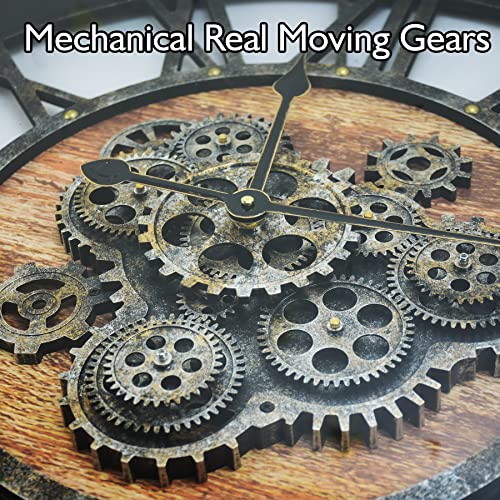 24" Large Wall Clock with Moving Gears