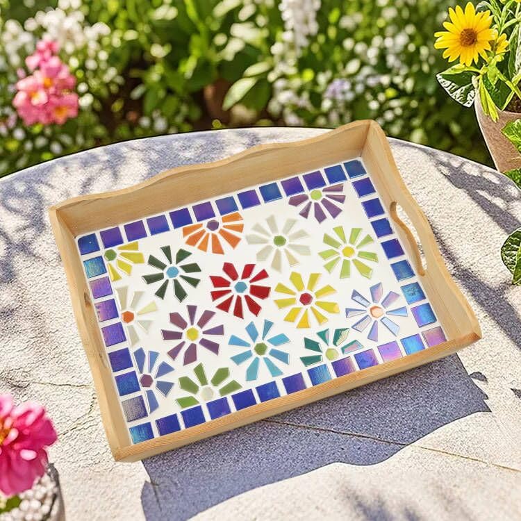 Iridescent Cobalt Blue Glass Mosaic Tiles for Crafs Bulk (7.05 Ounce)