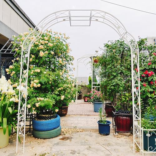 Metal Garden Arch 98.4" H Garden Arbor Trellis for Outdoor Climbing Plants Support Rose Lawn Tall Super Large Event Arch