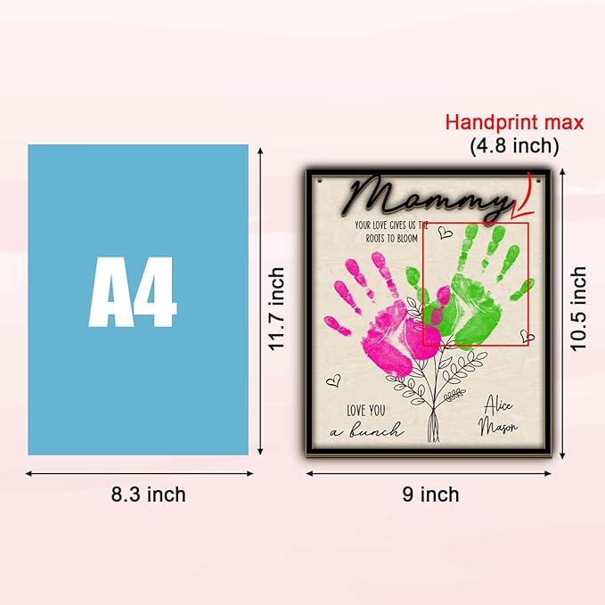Mother's Day Handprint Art Craft Mother's Day Birthday Grandparents Gift from Kids Toddler Baby Floral Bouquet DIY Gift for Mom, Children Toddler Baby Keepsake, Your Love Gives Us Roots to Bloom