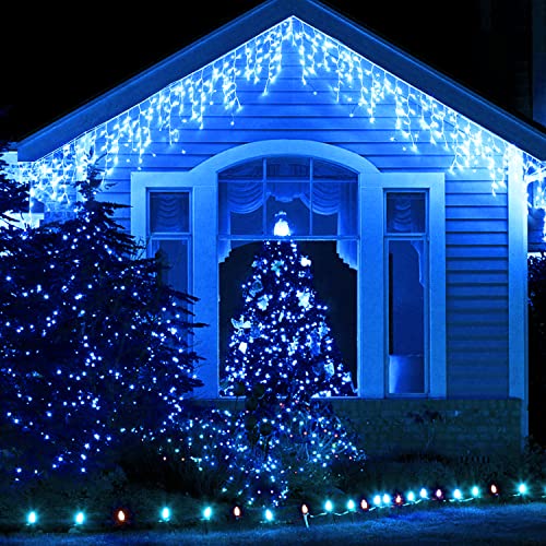 800 LED Blue Icicle Christmas Lights Outdoor
