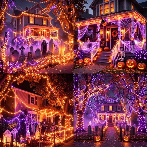 25FT Orange Purple Halloween String Lights (50 Count)