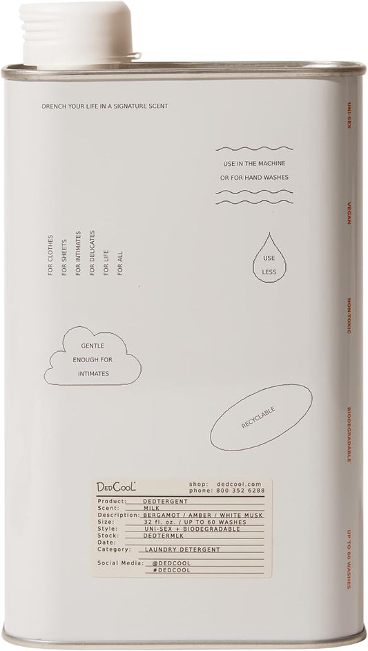 DedCool Liquid Laundry Dedtergent (Milk, 32 fl oz) Luxurious Fragrance, Scented, Removes Stains, Ideal for 60 Washes, Infused with Natural Essential Oils, Vegan, Non-Toxic, Cruelty & Dye Free - NestledHome