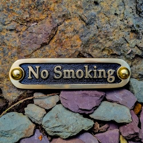 No Smoking Brass Door Sign. Traditional Style Home Décor Wall Plaque Handmade By The Metal Foundry UK