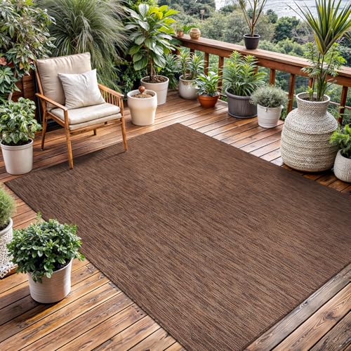 Washable Indoor Outdoor Rug Weather Resistant Carpet Modern Solid for Porch Deck Balcony Backyard Patio Rug 8x10 Gold Brown (80 Sq Ft)