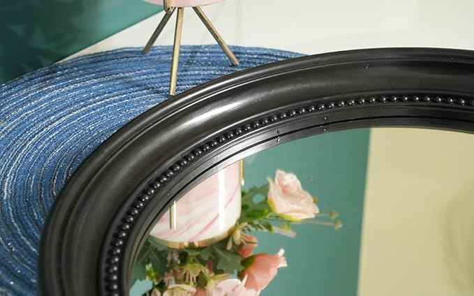 Funerom Oval Bathroom Mirror Bedroom Mirror wall Mirror (Black, 15.2" L x 13.2" W)