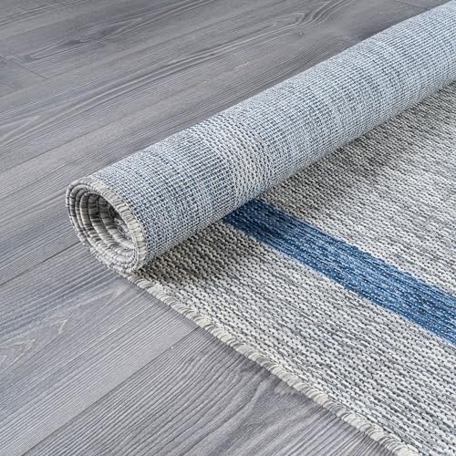 Bordered Outdoor Rug 9x12 Washable Outside Carpet for Indoor Patio Porch Waterproof Easy Cleaning Non Shedding Area Rugs Silver Gray
