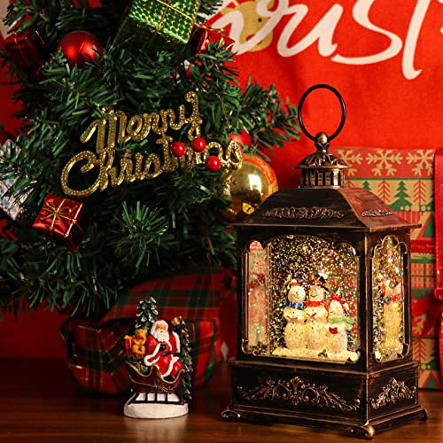 Christmas Snowman Snow Globe Lantern Battery Operated Water Swirling Glitter with 6H Timer