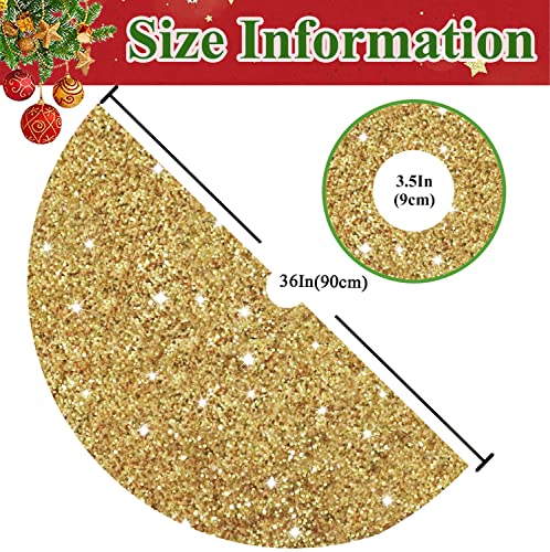 Gold Tree Skirt 36 Inch Shiny Sequin Christmas Tree Skirt Christmas Ornaments for Feast Tree Velvet Round Xmas Tree Skirts Glitter Metallic Christmas Tree Base Skirt Unique Sequins Tree Blanket