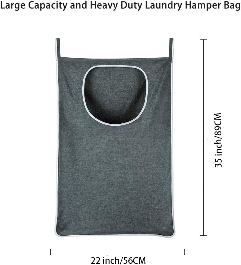 Hanging Laundry Bag with Over Door Hooks, Laundry Hamper and Space Saving Laundry Bag with Zipper, Hanging Hamper for Clothes, Toys, Towels, ...（36"x 22",Grey-2Pack) - NestledHome